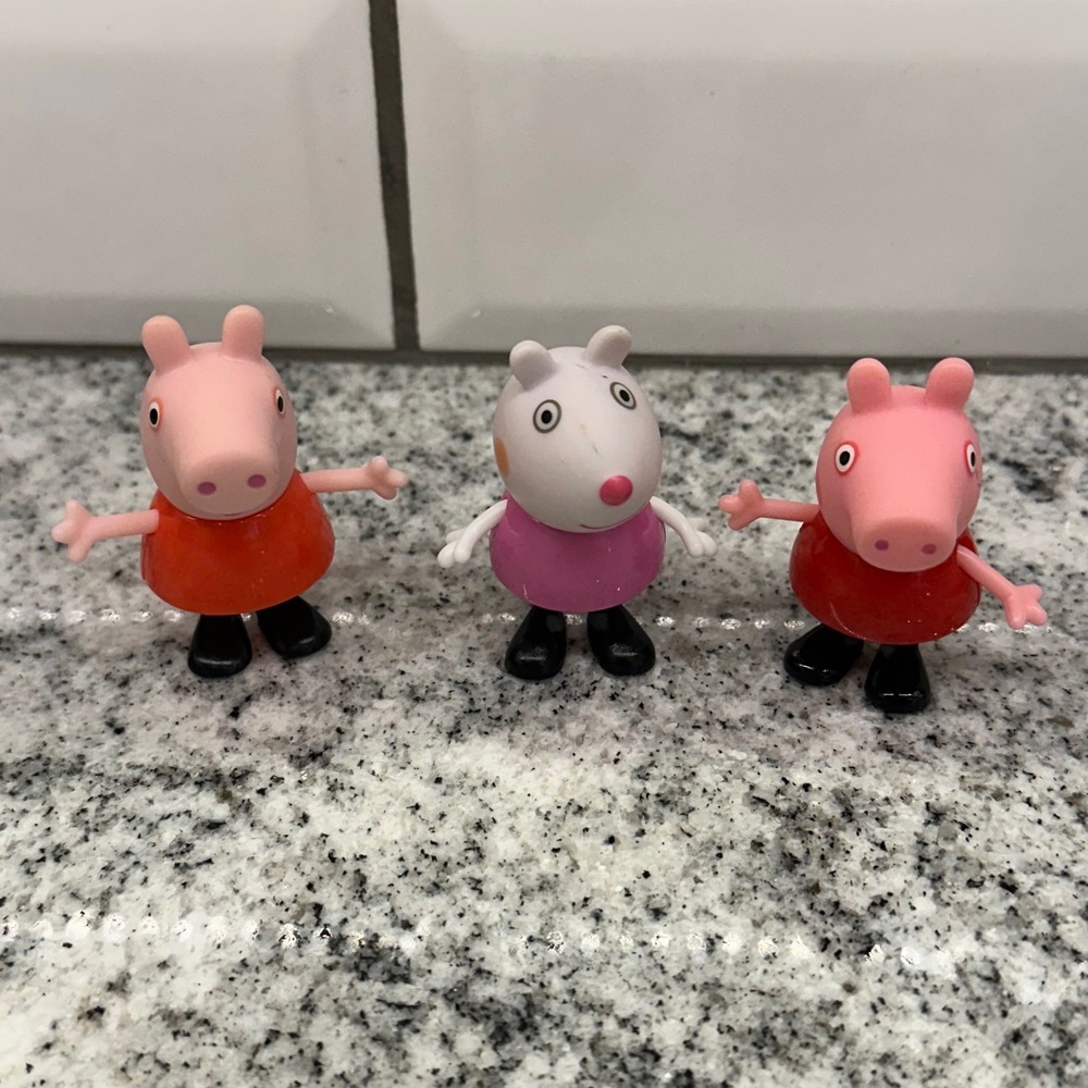 Peppa Pig Kids Figure Set Red Pink Suzy Sheep Articulated Toy Lot 3pc Nick Jr